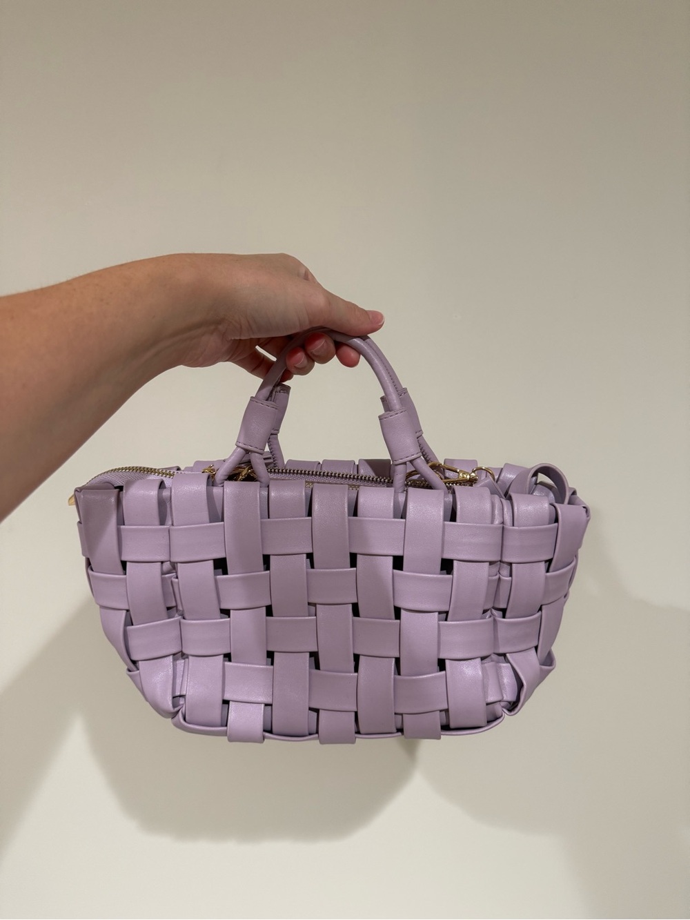 Anthropologie Woven Lavender Top-Handle Bag